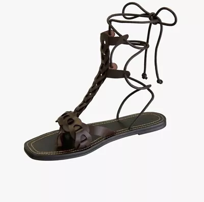 Womens Size 6 Zara  Brown Flat Roman Gladiator Sandals • $25