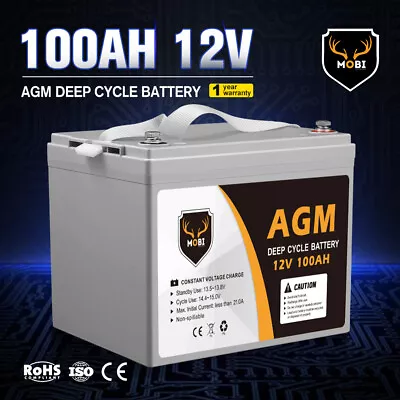 AGM Dual Fridge Battery 100AH Sealed Amp Hour Deep Cycle Batteries SLA 12V • $209.95