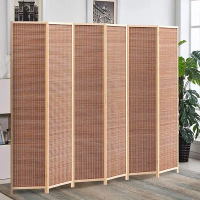 Modern Bamboo Weave&Pine Wood Privacy Screen Room Divider Partition Furniture • £99.95