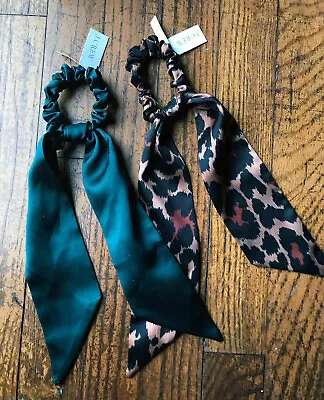 NEW 2 - J Crew Women's Hair Scrunchies With Ribbons - Very Cute! • $17.99