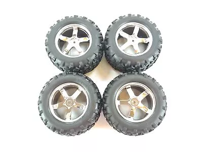 NEW 4x Traxxas T-Maxx 3.3 1/8 Monster Truck Tires On 14mm Hex Wheels • $59.99