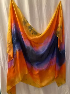 SALE!  Belly Dance Costume  Veil Silk Hand-dyed In US:  Sunset Colors • $42