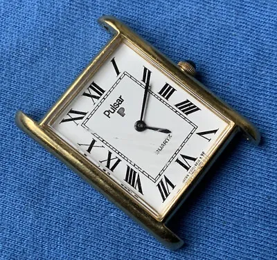 Vintage Women’s Pulsar Y100-4210 Gold Plated Watch Quartz Tank Style • $236.46