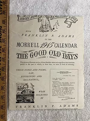 1945 John Morrell Ottumwa Iowa Advertising Calendar Salesman Sample  • $19.99