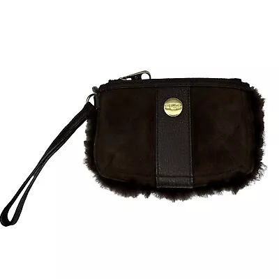 UGG Chocolate Brown Sheepskin And Shearling Wristlet Convenient Minimalist • $30