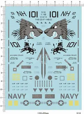 Detail Up 1/48 Scale USAF US Airforce F14 F-14 Model Kits Water Decal 518 12x9cm • $7.99
