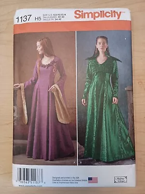 Dress Gown Medieval Costume 32 - 40  Simplicity 1137 Sewing Pattern Renaissance  • $25