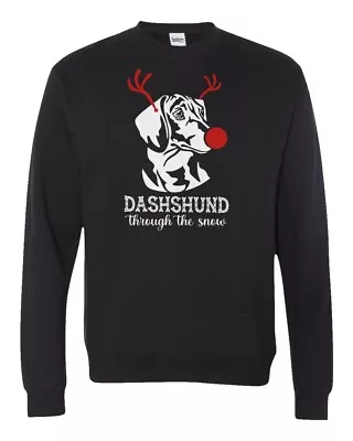 Dachshund Through The Snow - Rudolph Christmas Unisex Crewneck Sweater • $28.99