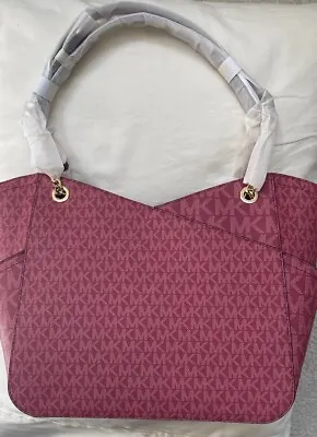 Michael Kors Jet Set Travel Large Chain Shoulder Tote MK Logo Bag Pink E2 • $145