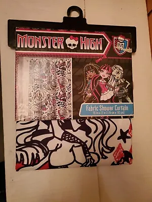 MONSTER HIGH DOLL FABRIC SHOWER CURTAIN Bathroom Decor 2013 Mattel • $15