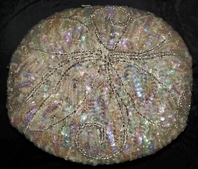 Vintage Noreen Fashion 1950s Sequin Beaded Bridal Wedding Skull Cap Hat • $28.88