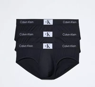 CALVIN KLEIN Men's Microfiber Hip Brief CK96 Underwear Black 3-Pack • $64.95