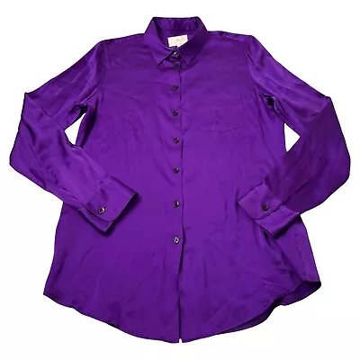 Band Of Outsiders Blouse Women 2 Purple Silk Boy. Made In Italy Button • $20