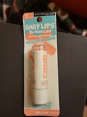 NEW MAYBELLINE Baby Lips Dr. Rescue Medicated Balm - 55 Coral Crave 4.4g/.15oz. • $4.16