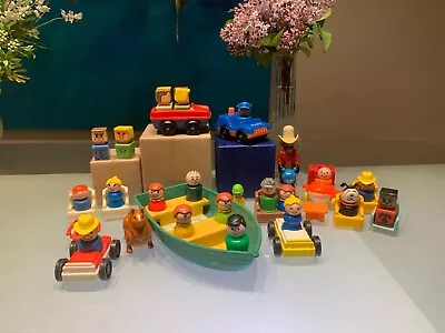 Vintage Fisher Price Little People Imperfect Lot. Cars Boats Furniture & People • $30