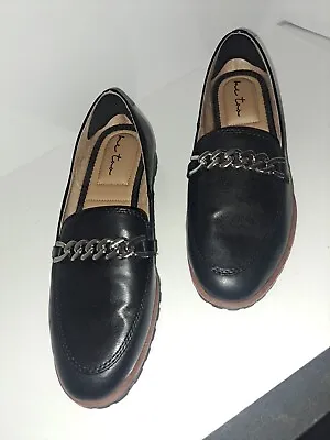 ME TOO  Chain Loafer Black Shoe Fashion  Leather Low Heel SIZE 9 • $10