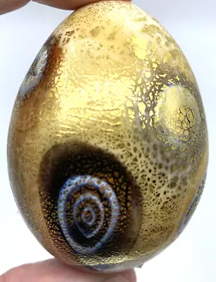 Murano Vetro Artistico Art Glass Egg Gold Leaf Cream Ivory Tan Millefiori • £53