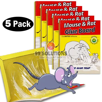 5 PC MOUSE MICE STICKY GLUE TRAPS Pest Control Tray Board Disposable Lot 8 X12in • $12.90