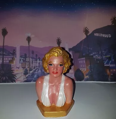 Marilyn Monroe Figurine Bust Plaster Handmade & Hand-Painted Felt Base Retro New • £19.99