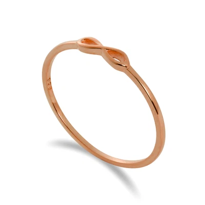 £8.95 • Buy Rose Gold Plated Sterling Silver Infinity Loop 1mm Stacking Ring Size I - W