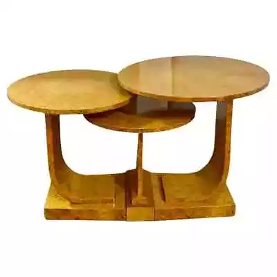 A Rare Art Deco Blonde Birds Eye Maple J Nest Of Tables By Epstein Circa 1930 • $5911.61