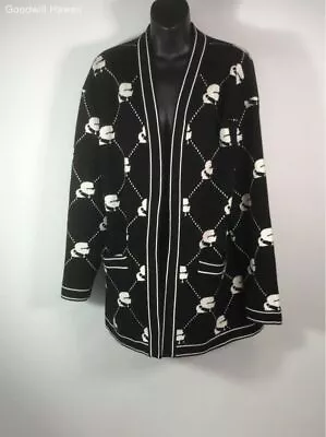 KARLLAGERFELD Black Long Sleeve Pull-over Rayon Sweater Women - Size MEDIUM • $13