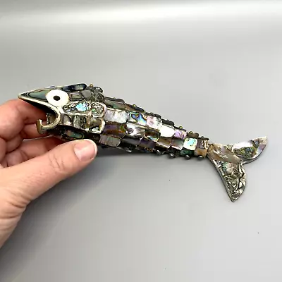 VTG Abalone Articulated Fish Bottle Opener MCM Handmade Mexico • $74.97