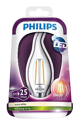 Philips LED 2.5W Transparent Vintage Candle E14 Warm White (25W) 8718696517598 • $17.08