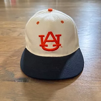 Vintage Auburn Tigers Hat Mens Cap White 7 1/4 Embroidered Logo Fitted College • $23.99