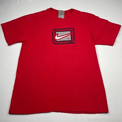 Nike T Shirt Womens Large Red Short Sleeve Tee Vintage 90s Cotton Big Logo • $9.19
