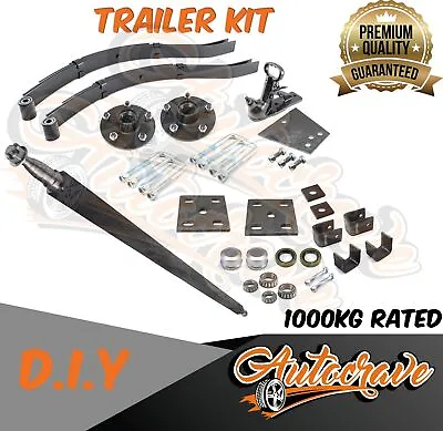 $274.95 • Buy Trailer Kit Diy Single Axle Unbraked 1000kg Square Axle Slippler Spring Hub Boat