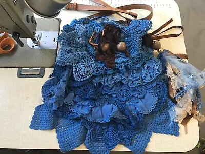 £50 • Buy Bag Handmade Boho Blue Hippy Lace Denim Blue Designer