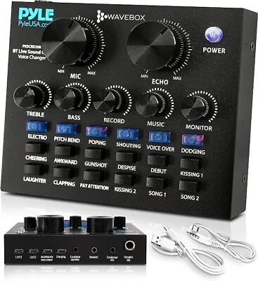 (Bluetooth) Pyle WaveBox PKSCRD208 Audio Podcast Mixer Sound Card Voice Changer • $49.95