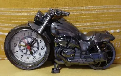 ((COOL!))~ MOTORCYCLE ALARM CLOCK ~Pewter Look~Back Lit Face~Second Hand~Battery • $17.77