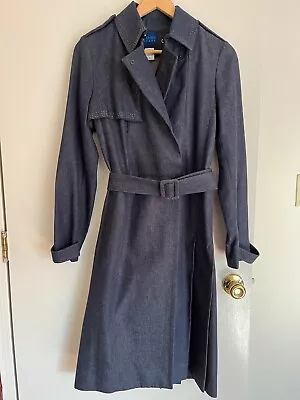 Vintage Kenzo Women's Denim Long Trench Coat Size 38 • $89.99