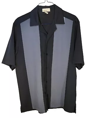 Il Migliore Short Sleeve Button Up Bowling Shirt Mens Large Classic Black Grey • $12