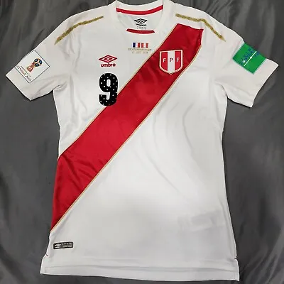 $150 • Buy 2018 Umbro Peru Home Soccer Jersey Paolo Guerrero Men M World Cup Russia France