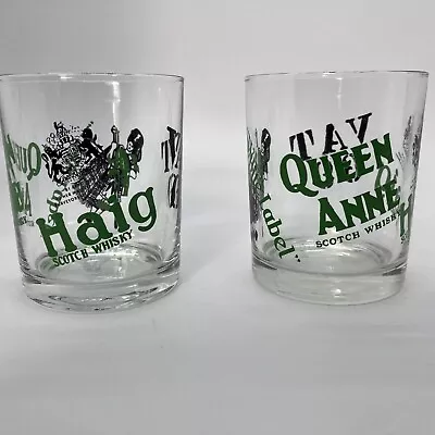 Pair Of Vintage Haig Queen Anne Scotch Whisky Glasses VGC 9cm Tall 7cm Diameter • £10