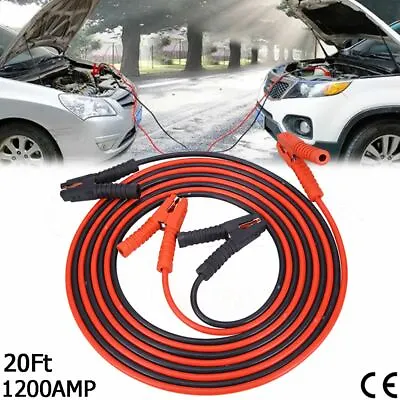 Booster Cables 20FT Power Start Jumper Heavy Duty Car Emergency 1200AMP 1 Gauge • $41