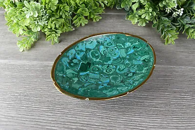 Oval Malachite And Chrysocolla Dish Malachite Bowl From Congo 15.3 Cm # 17392 • $61.16