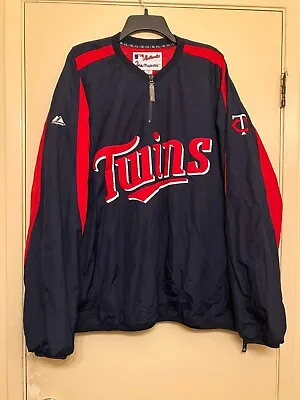 VTG Minnesota Twins Majestic Authentic Collection Sz 2XL Navy Blue Dugout Jacket • $39.99