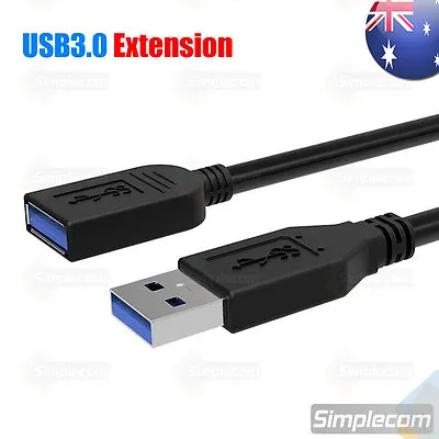 $5.95 • Buy 1M USB 3.0 SuperSpeed Extension Cable Insulation Protected Male To Female Black