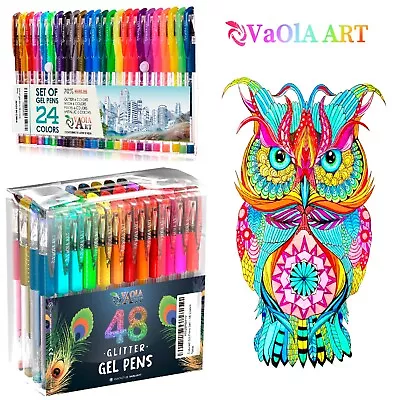 Gel Pens 2 Sets With 72 Colors 48 Gel Pens Set And 24 Retractable Gel Pens Set • $19.99