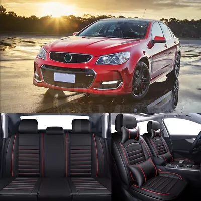 For Holden Commodore VE VF Full Set Front Rear 5Pcs Car Seat Covers Red Leather • $184.34