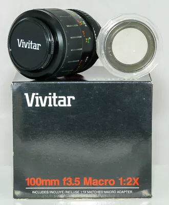 Vivitar MC 100mm F/3.5 Macro PK-AR Lens With Matched 1:1 Adaptor - Pentax K • £9.99