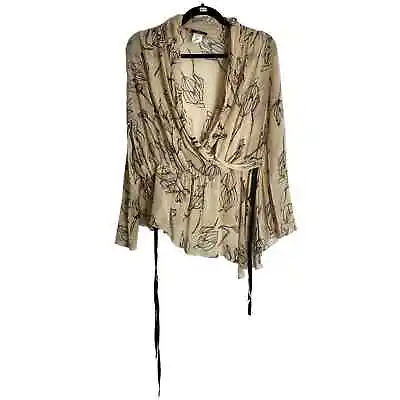 By Malene Birger Beige Black Printed Silk Blouse OS • $15.50