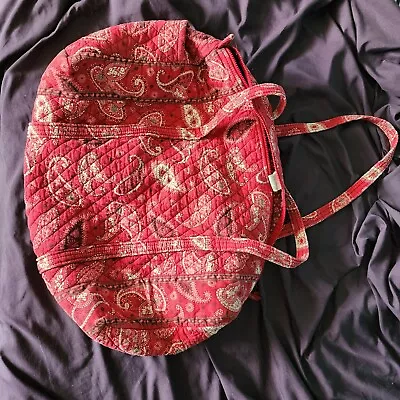 Vera Bradley Mesa Red Paisley Quilted Large Duffle Bag • $12.99