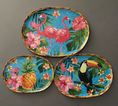 Sur La Table Set Of 3 Nesting Oval Tropical Melamine Trays • $25