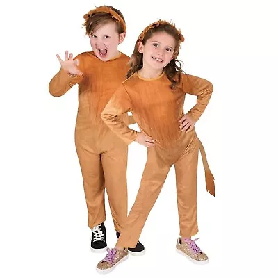 Lion Costume Child Printed Jumpsuit Headband Ears Jungle Safari Circus Animal • $33.95