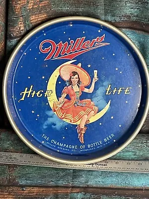 Vintage Miller High Life Beer Drink Serving Tray GIRL ON THE MOON • $39